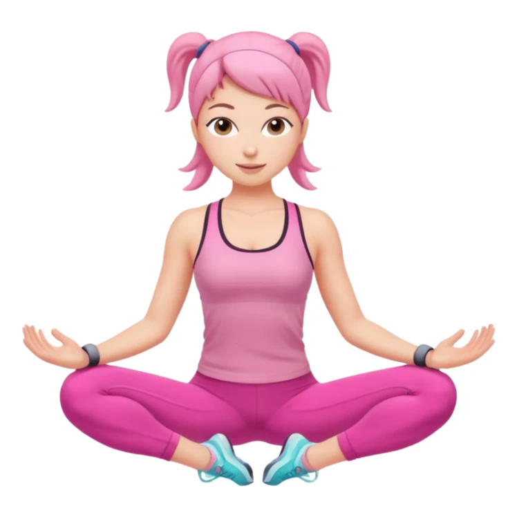 pink pilates girl, round face, simple features, pink workout clothes, energetic pose sticker
