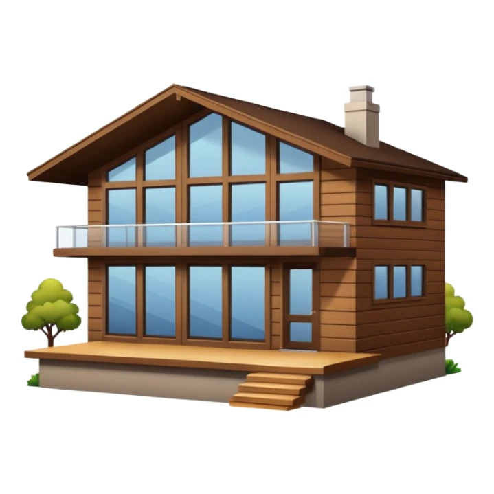 Make me a modern house with only one floor, with big windows and brown wood panel on the outside sticker