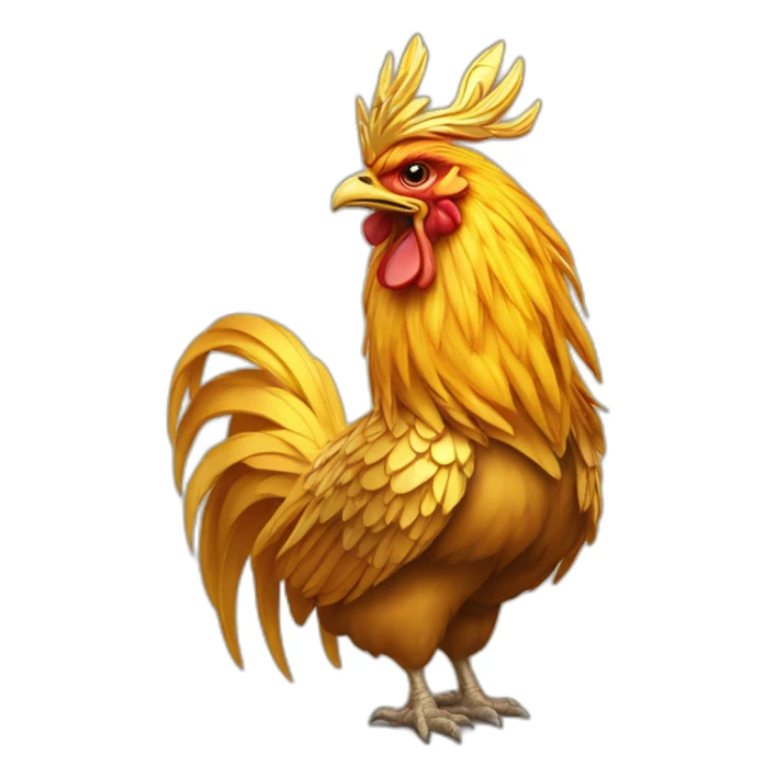 proud and howling golden phoenix rooster with a crown on its head sticker