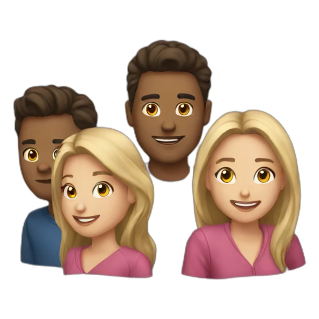 Emoji fan club 4 people sticker