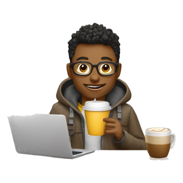 Interface Designer who works in faang, drinks latte, and has laptop in the hand sticker