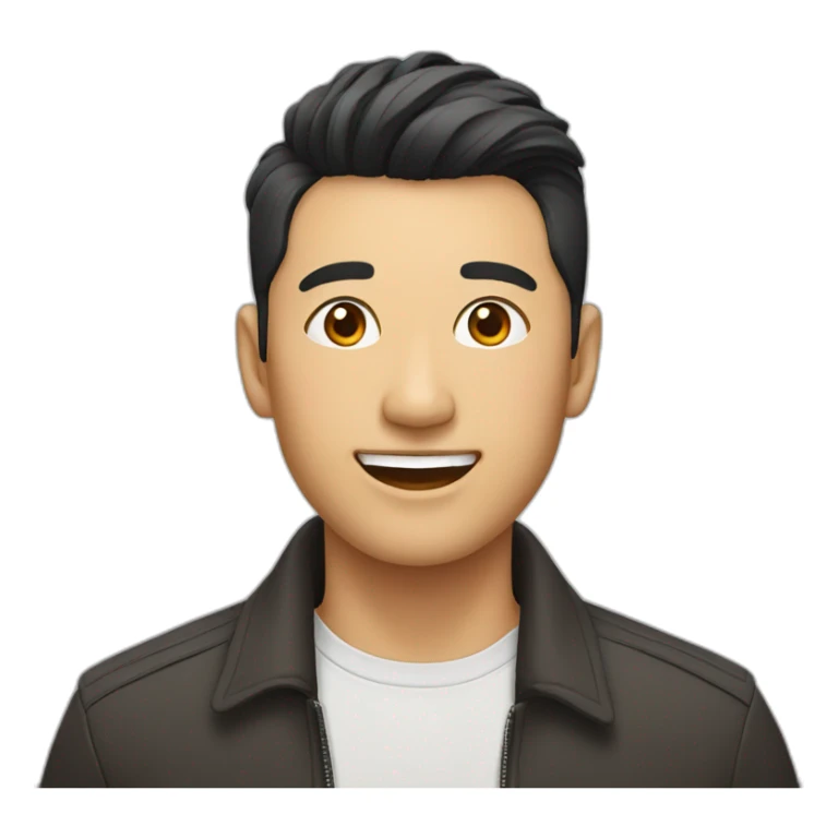 an asia man has undercut hairstyle, smiling sticker