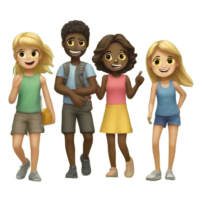 boys and girls having fun outdoors sticker