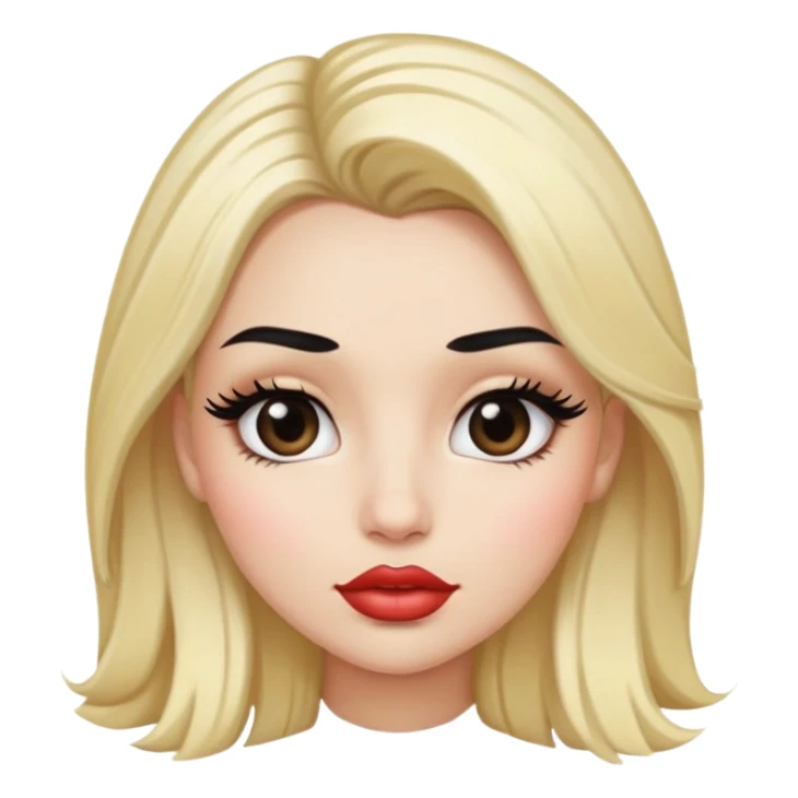 Blonde girl with black roots with big lips and eyelashes sticker