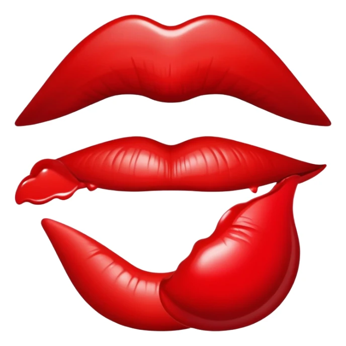 Kiss lips imprinted from lipstick sticker