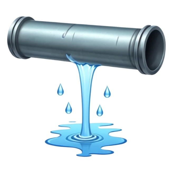 sewer steel shiny pipe with leaking water  sticker