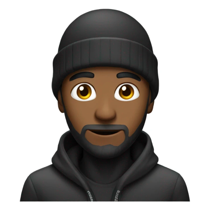 Dark Indian man with black beanie with a really good jawline spraying pesticide sticker