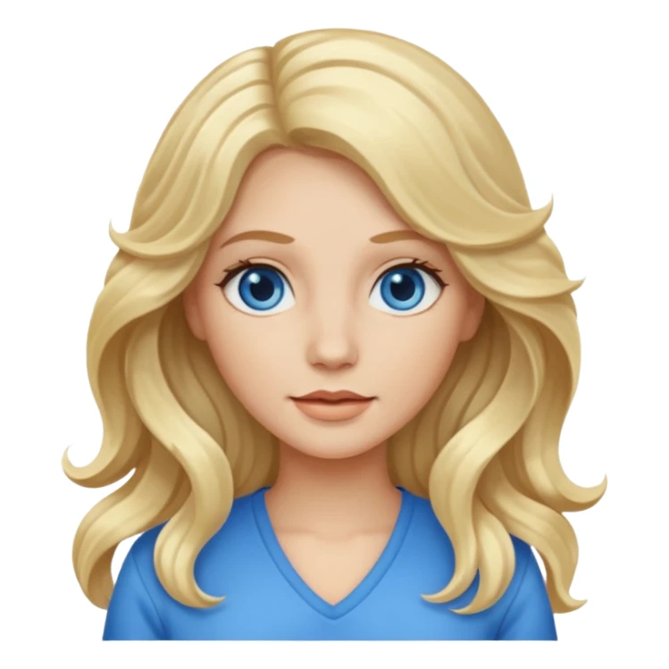 White female with long blonde wavy hair and blue eyes sticker