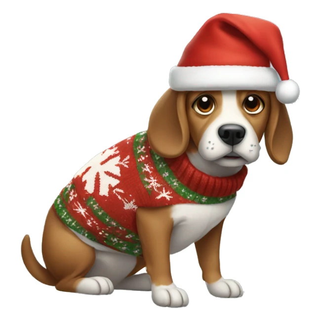 dog with christmas hat and sweater sticker