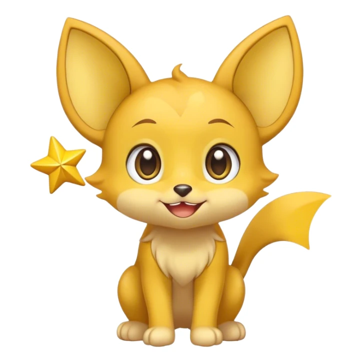 Shinx, round ears, yellow star on tail, full body, big eyes, hapy sticker