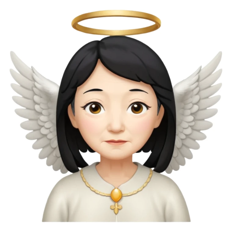 Angel Old Lady with wings black hair asian eyes sticker