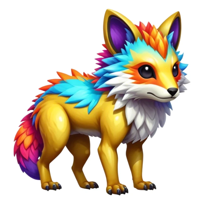 Shiny Epic Edgy Cute Colorful Vibrant Modern Vernid-Protogen-creature-animal, full body sticker