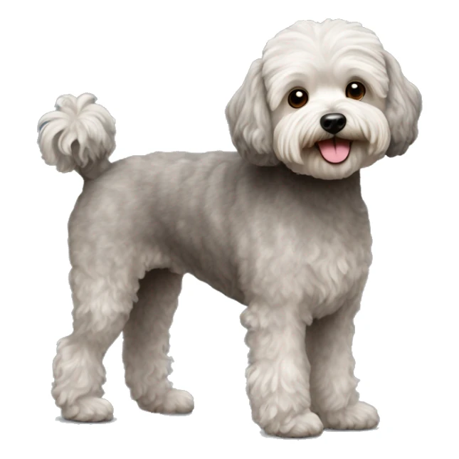 Old Dog maltipoo greying brown fur full body standing sticker