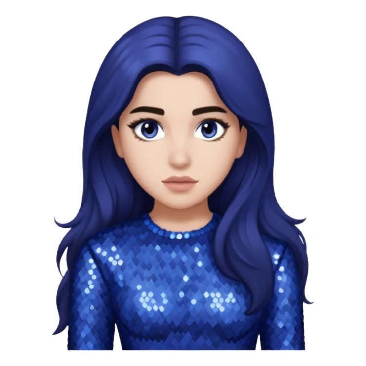 Lauren Jauregui from Fifth Harmony with long dark brown hair, periwinkle sequin outfit sticker