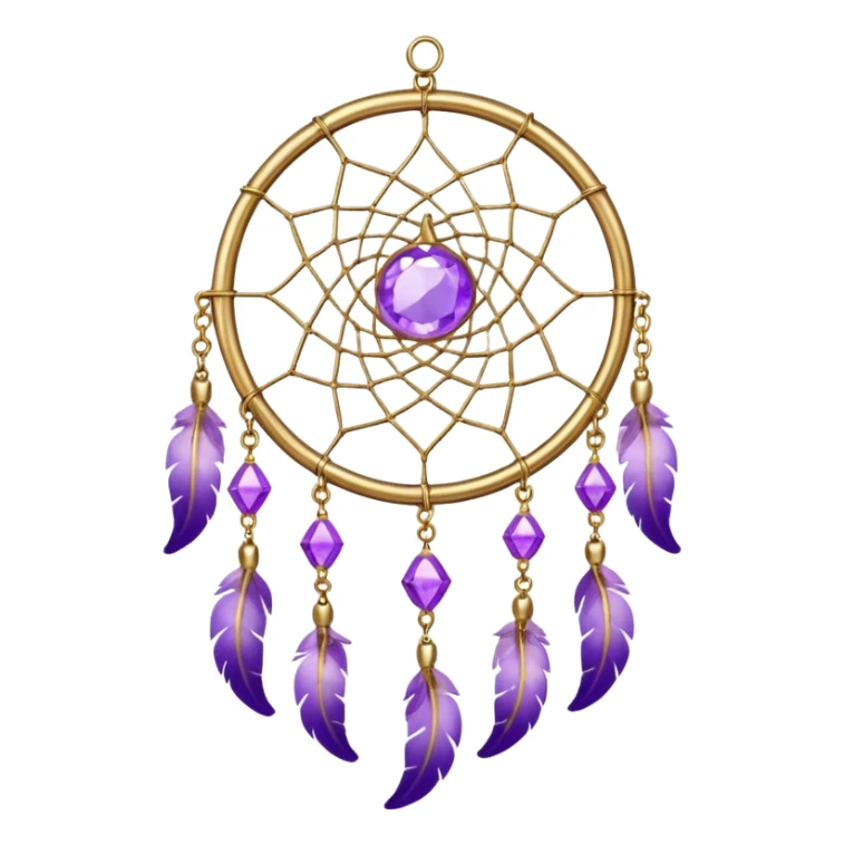 Aesthetic shiny sparkly violet crescent hanging from gold chain dreamcatcher-suncatcher hanging lilac crystals decoration  sticker