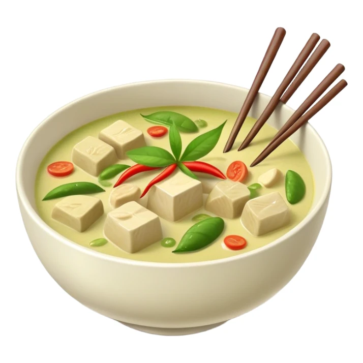 Green curry in bowl with chopsticks  sticker