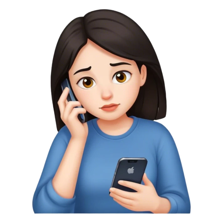 Lazy girl on her phone with dark hair sticker