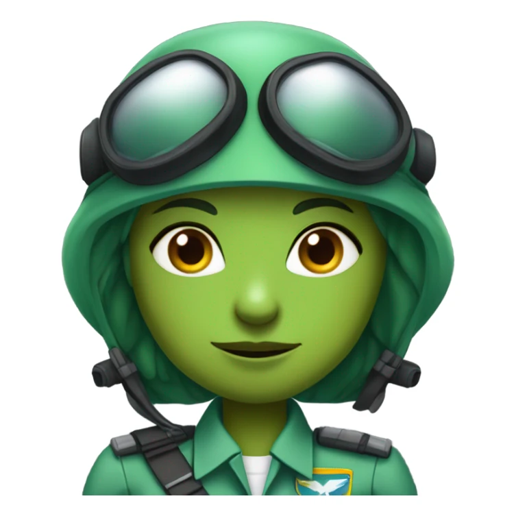 green alien reptilian woman pilot sticker