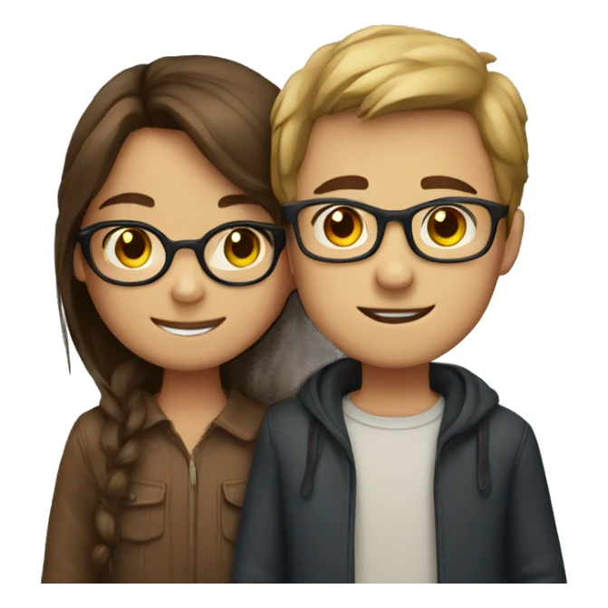 boy with glasses hugging brown haired girl sticker