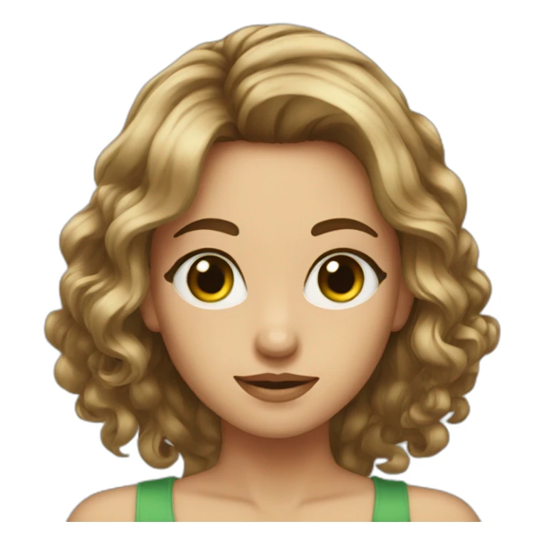 Femme cheveux bruns yeux verts sticker