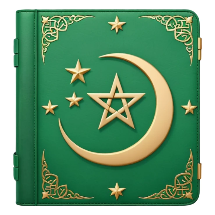 Closed Quran with the Islamic Symbol on it (moon and star) green sticker