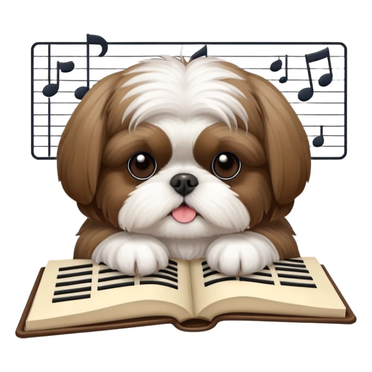 shih tzu writing music score sticker