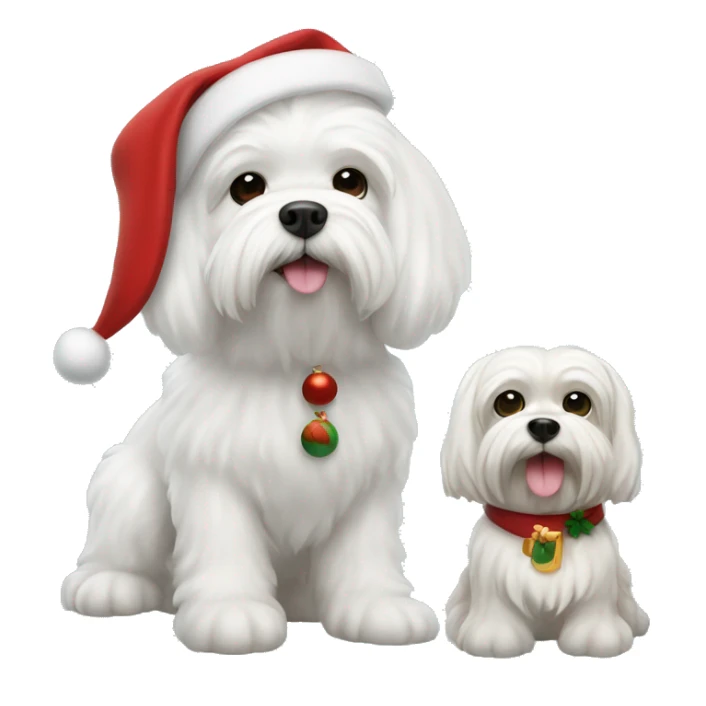  white maltese dog and Santa Claus  sticker