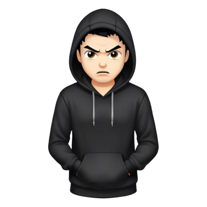 angry man with black hair and black hoodie sticker