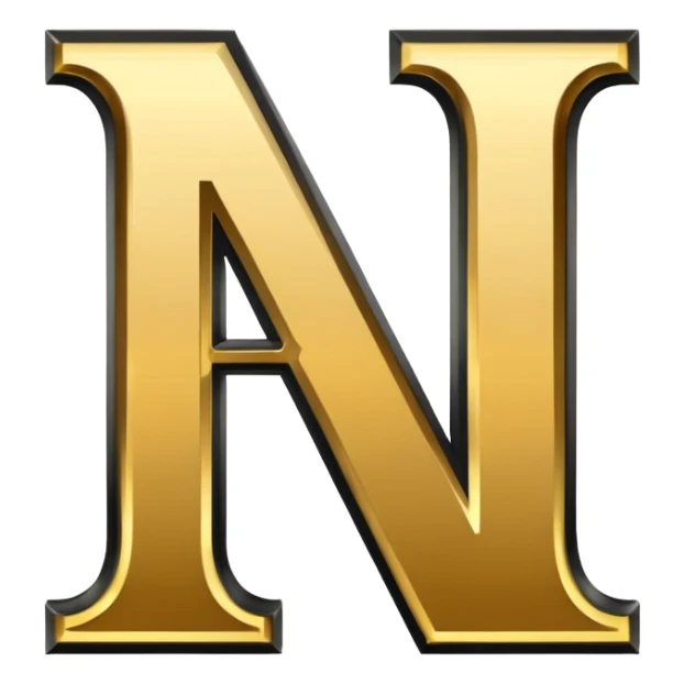 letter N in black and gold sticker