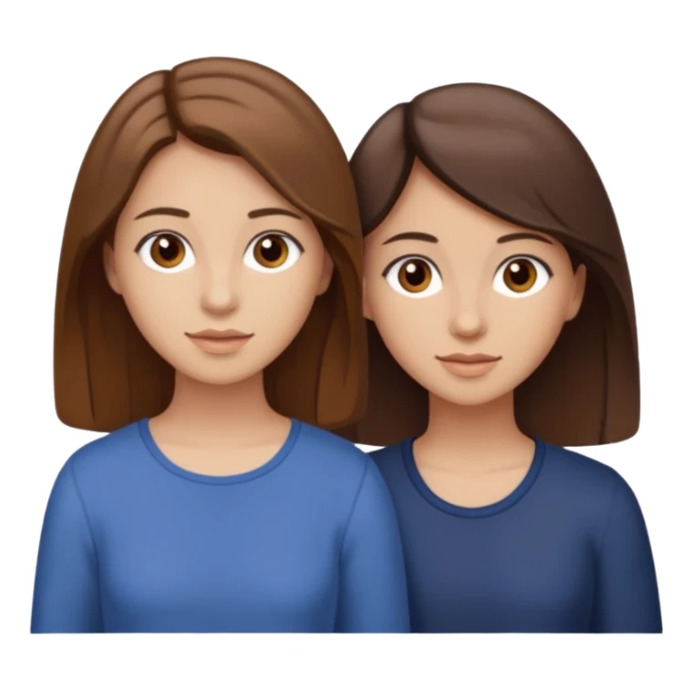 two sisters in their twenties; one has a slightly lighter complexion with lighter skin, brown eyes, and brown hair while the other is slightly tanner, brown eyes, and dark brown hair sticker
