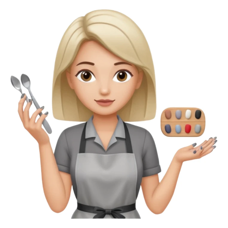 female nail master in grey apron  sticker