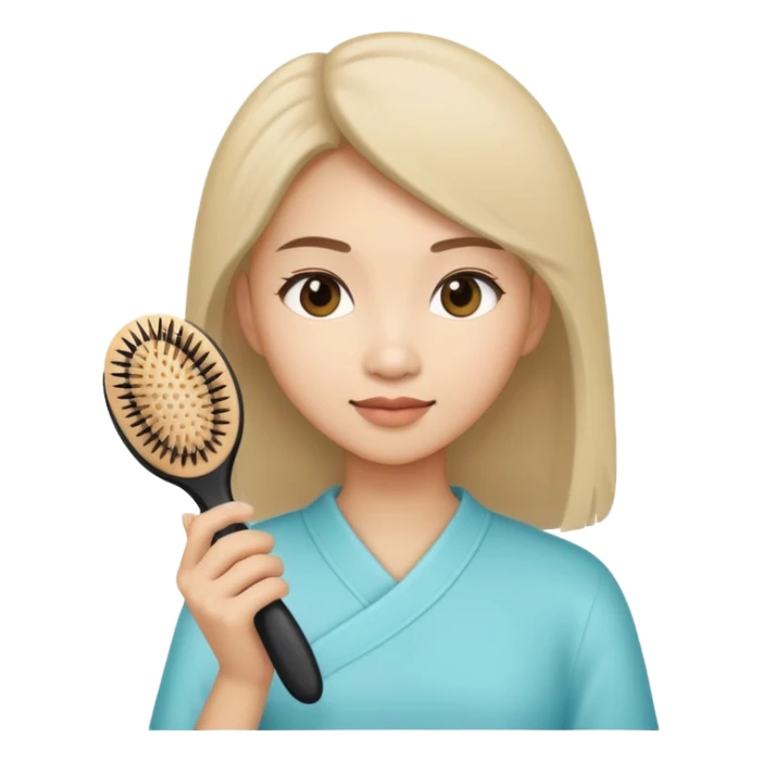 asian woman holding hairbrush sticker