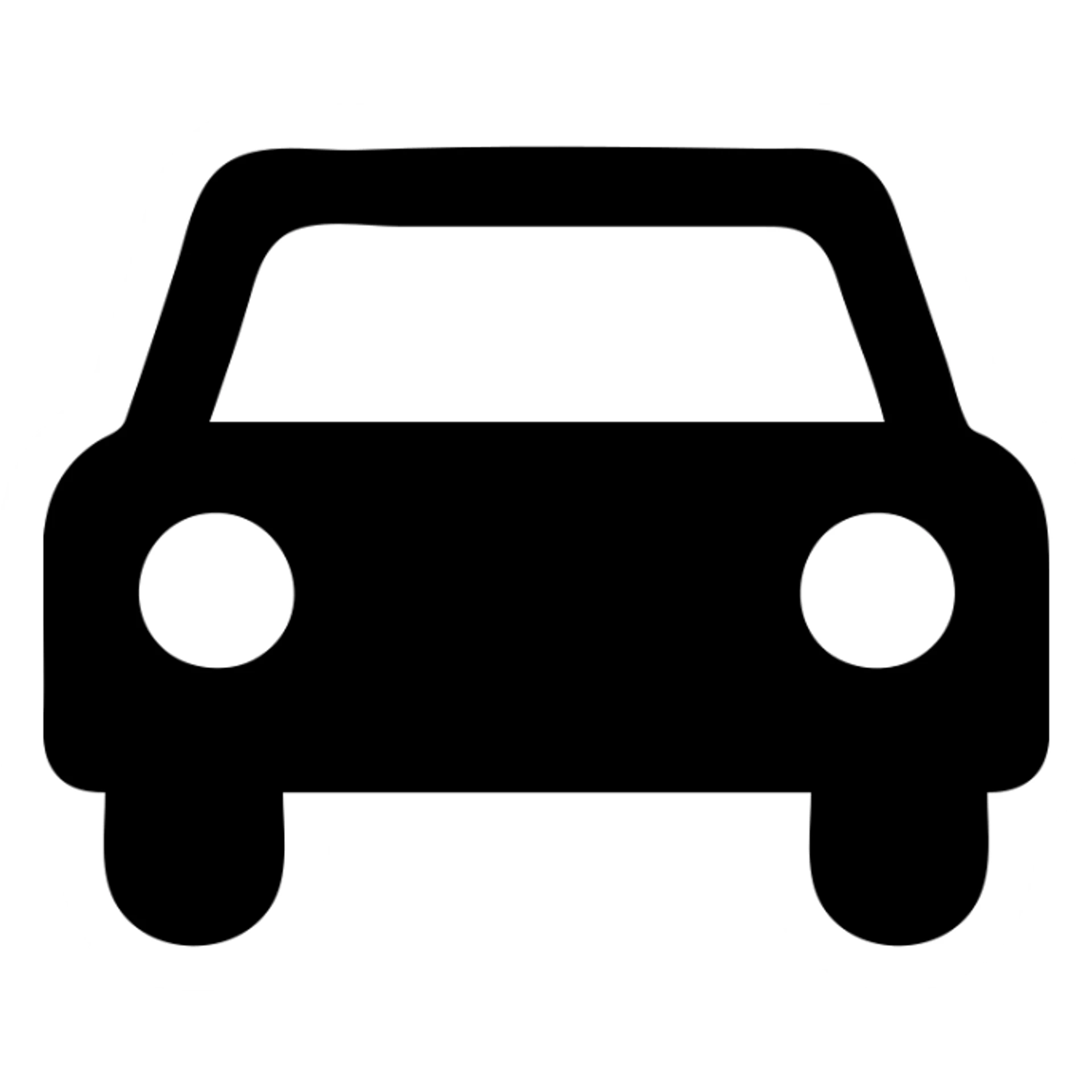 car, solid black icon style, filled shape, no color, strong silhouette sticker