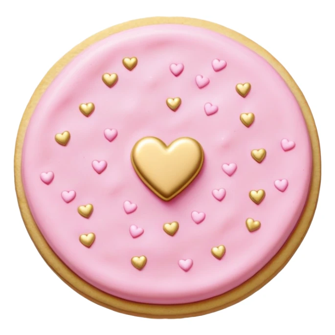 pink buttercream sugar cookie with gold heart sprinkles  sticker