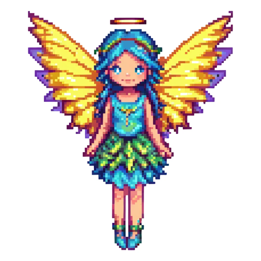 A fairy with wings, vibrant colors, fantasy theme sticker