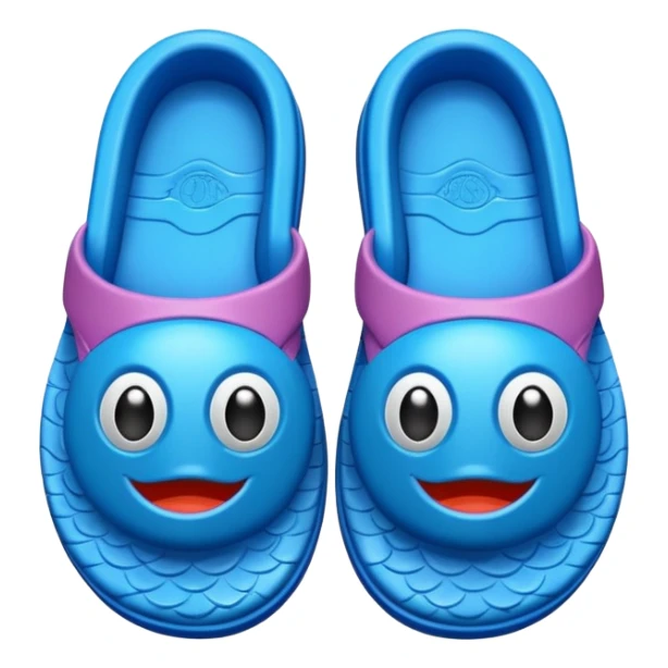 rubber pool slippers with fish face on the top sticker