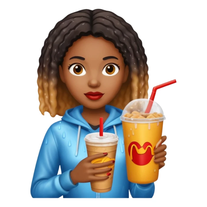 black woman holding fastfood drink sticker