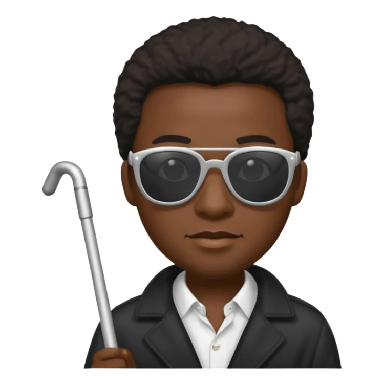 Homme noir avec lunette de soleil et canne blanche sticker