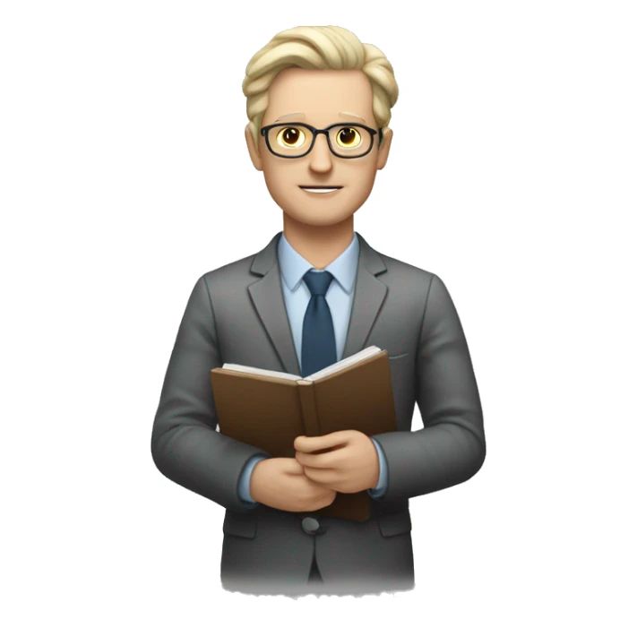 a white-skinned psychologist with a notebook in his hands sticker