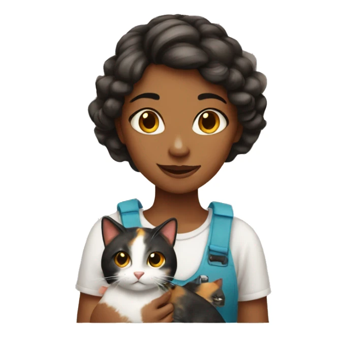 Girl with a calico cat sticker