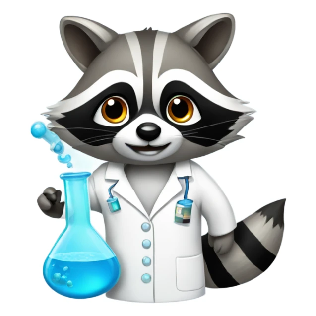 A raccoon doing chemistry in a lab coat  sticker