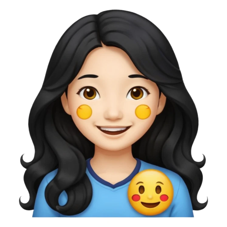 Asian girl with long wavy hair emoji sticker