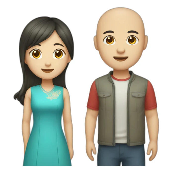 Chinese guy and Kazakh girl standing with each other sticker