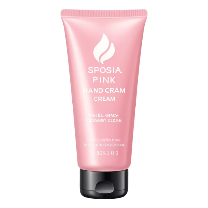 Pastel pink hand cream tube, sleek design, clean background sticker