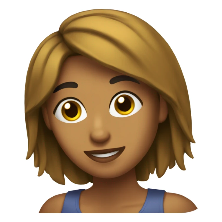 Chica cabello castaño, con una sola laptop sticker