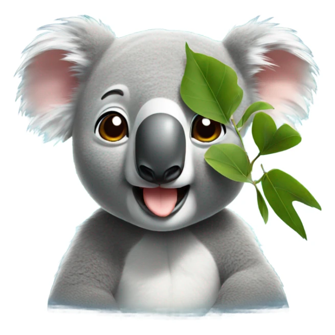 a koala with a leaf in his mouth sticker