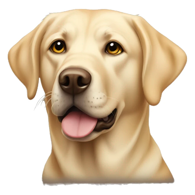 Yellow lab with flesh toned nose sticker