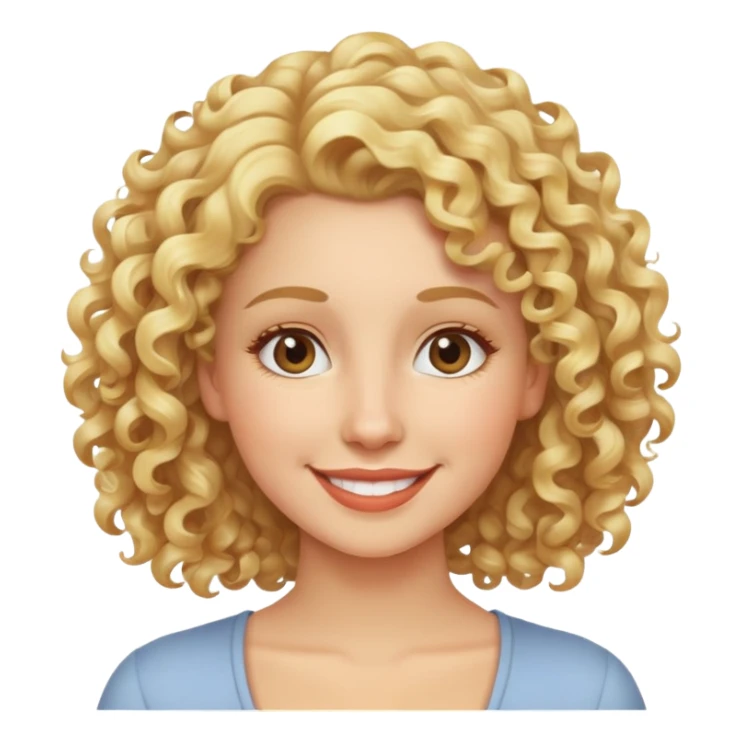 nữ 30 tuổi, tóc xoăn màu vàng, da trắng, cười mỉm sticker