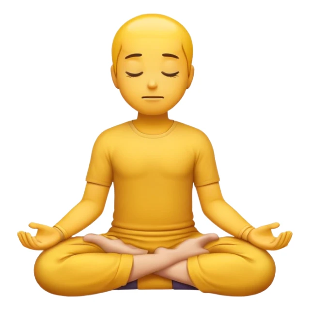 classic yellow emoji meditating, eyes closed, hands resting on knees sticker