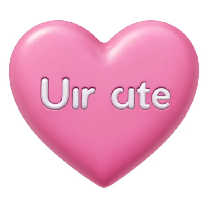 Candy hearts but only 1, needs to look more 3 dimensional and have UR CUTE in text on the top/face of the heart sticker